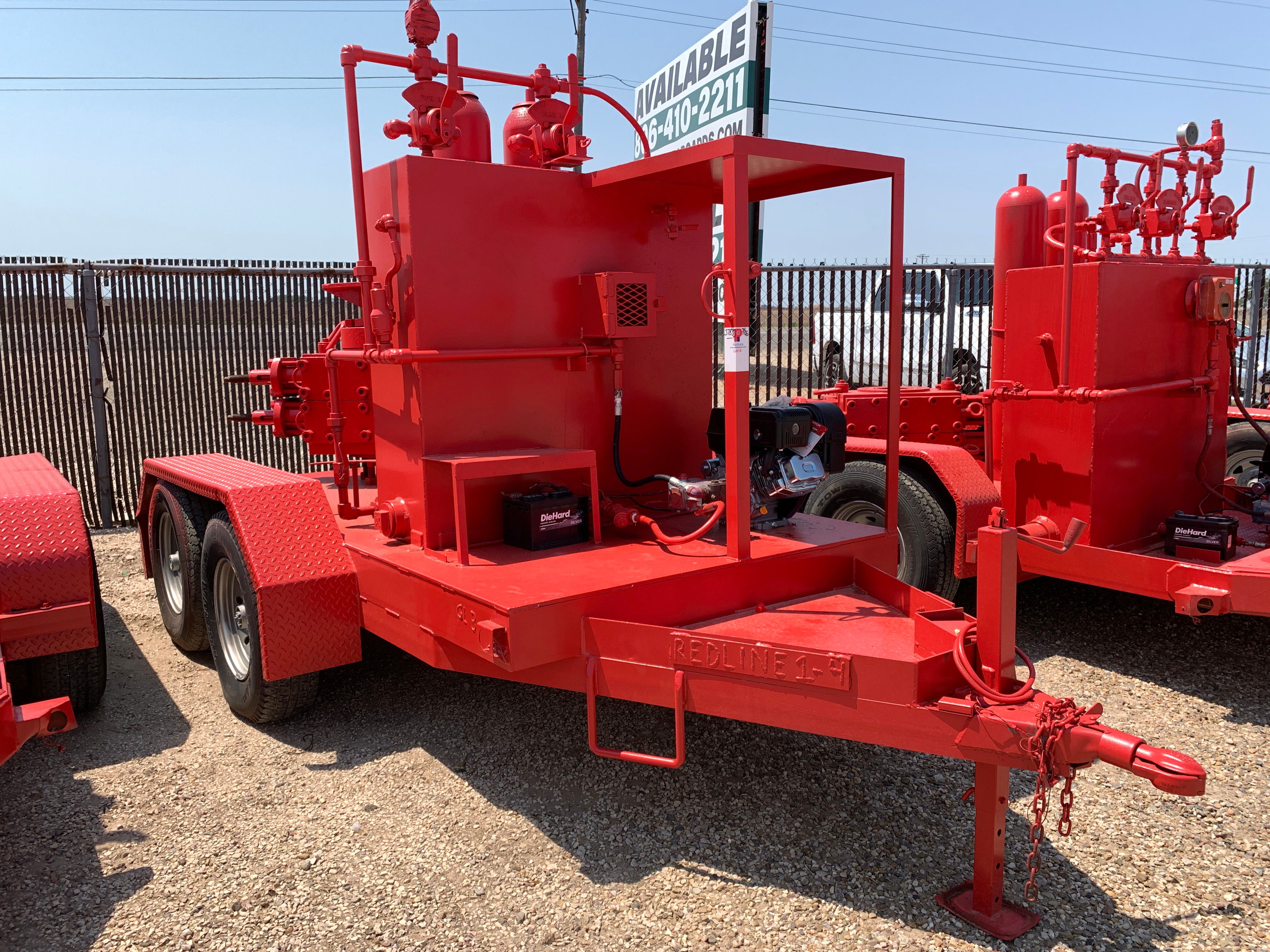 Used 2-station closing unit mtd on SHOPBUILT 10’ x 5’ t/a bumper pull trailer