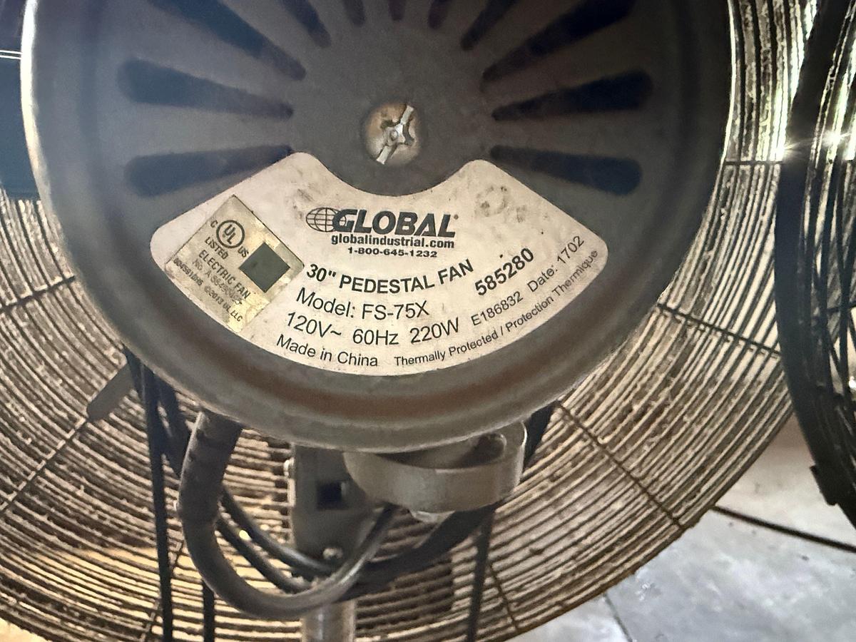Used (3) GLOBAL 30” PEDESTAL SHOP FANS