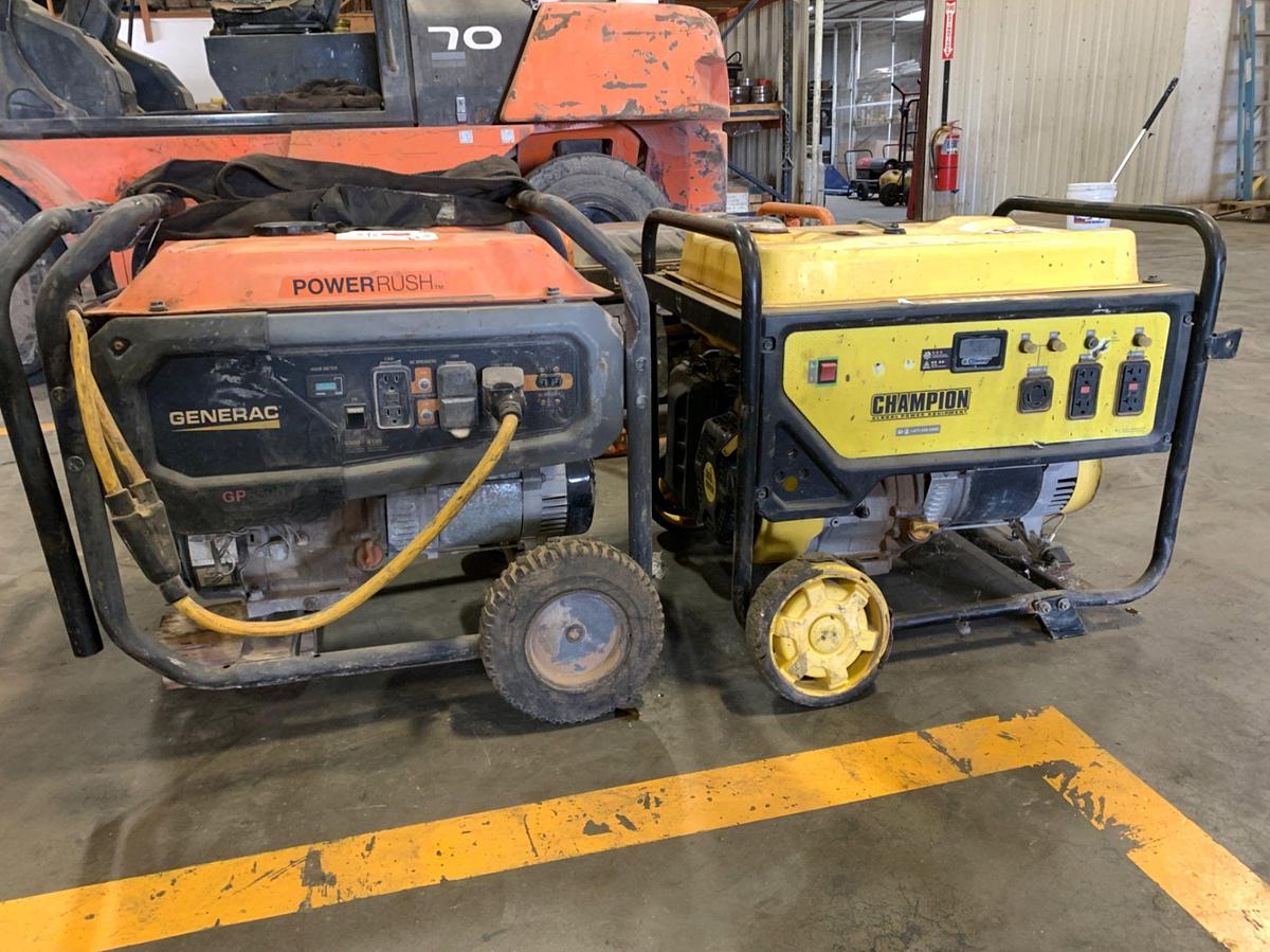 Used Generac GP 6500, and Champion Gobal Power Gas Generators