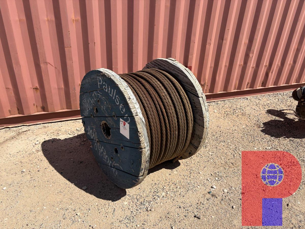 Used 40”DIA X 30”H SPOOL OF 1” WIRE ROPE