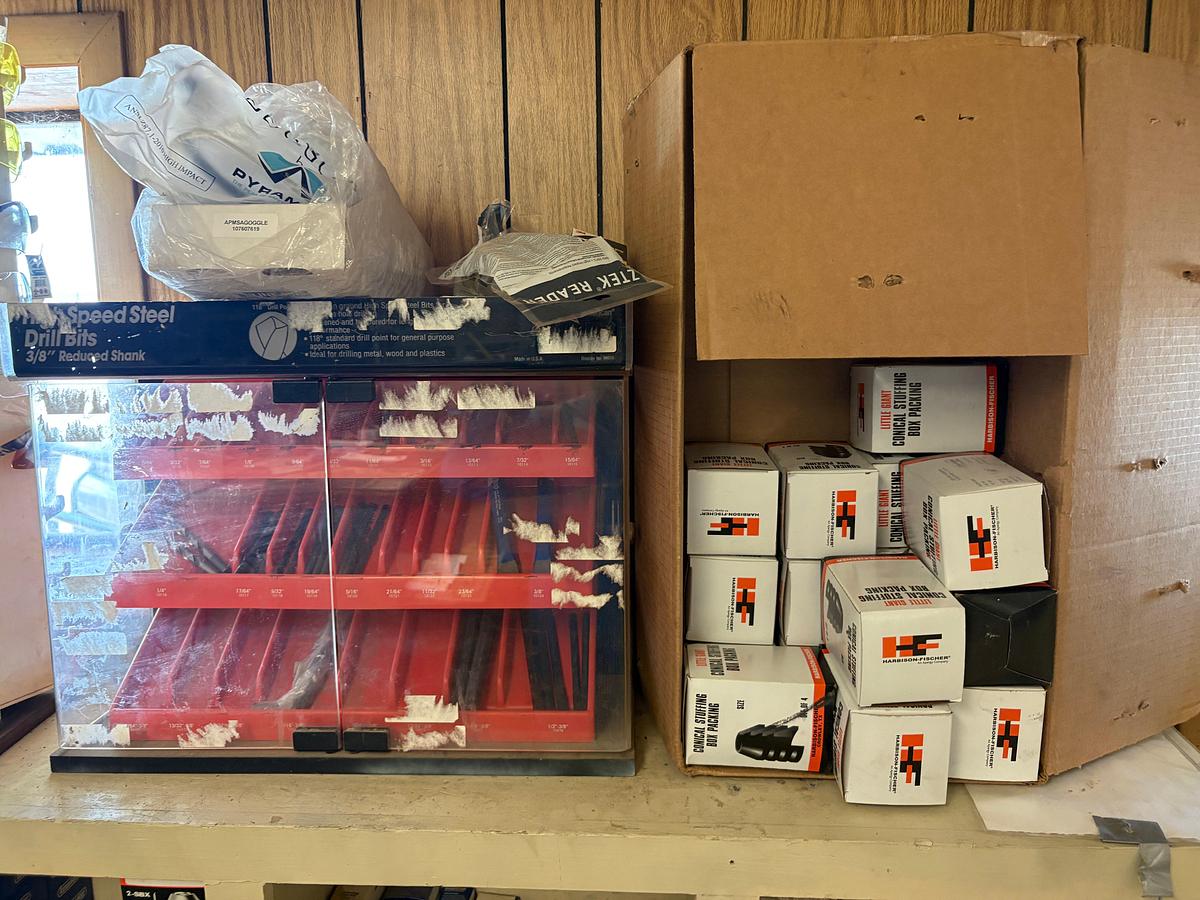 Used 18-bin shelf w/ contents