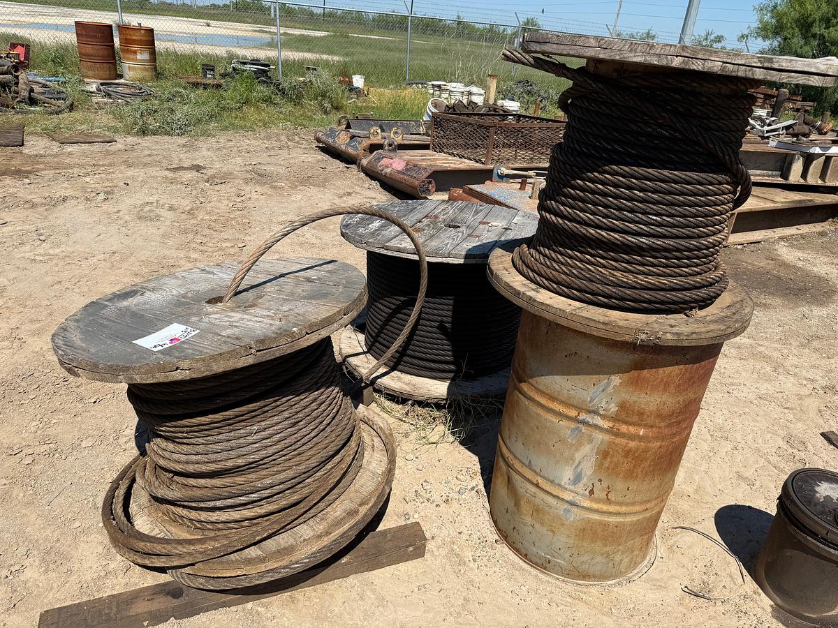 Used (3) SPOOLS OF 1” WIRE ROPE DRILL LINE