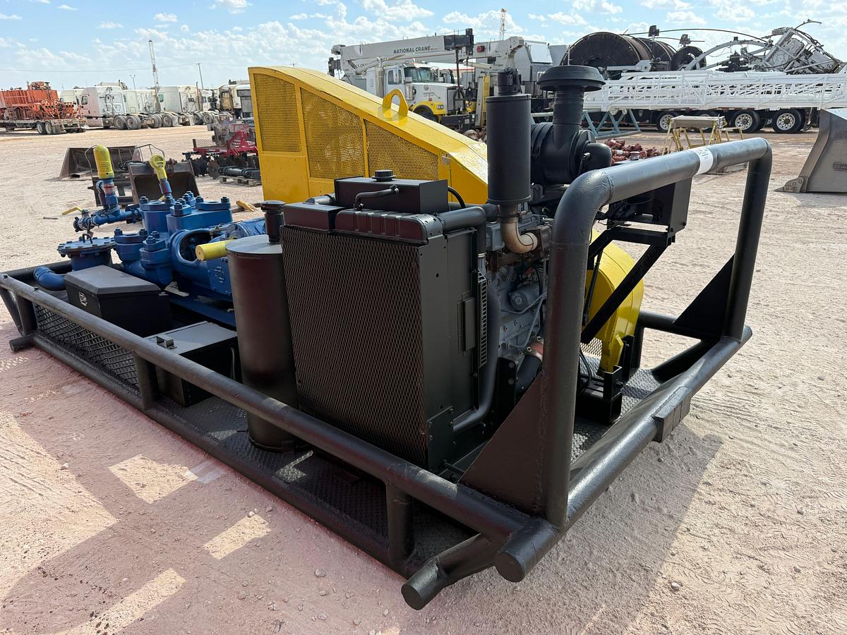 Used GARDNER DENVER FCFXXU 5x8 DUPLEX MUD PUMP P/B DEUTZ 131-HP DIESEL ENGINE SKIDDED