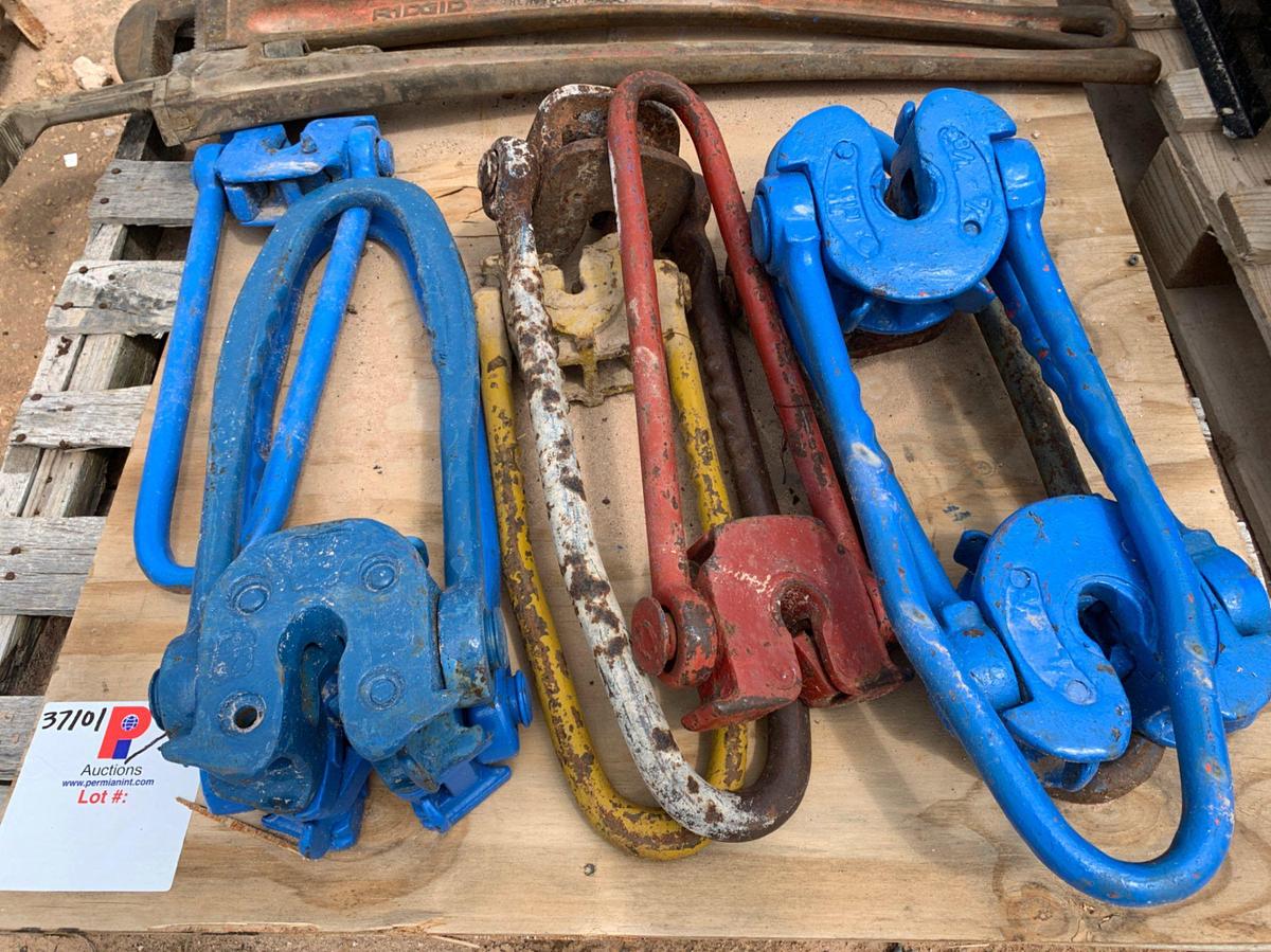 Used Pallets of 3/4 - 7/8 Rod Elevators and 48” Ridgid Pipe Wrenches