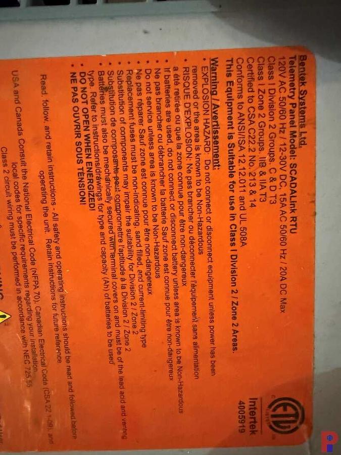 Used SCADA LINK REMOTE TERMINAL UNIT PKG. W/ 6 KW GENERATOR ON 14’ T/A BUMPER TRAILER