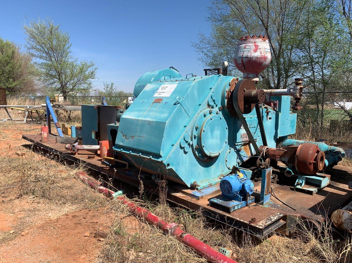 Used National Oil Well A-1100-PT Skidded Triplex Mud Pump (NO POWER)