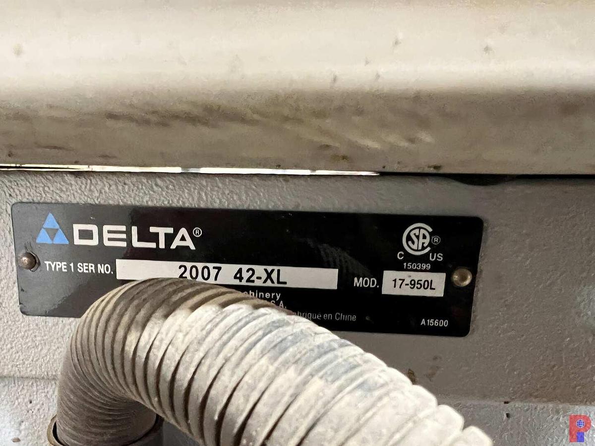 Used DELTA MODEL 17-950L DRILL PRESS, DELTA GRINDER, W/ BOLT, NUT & WASHER BIN