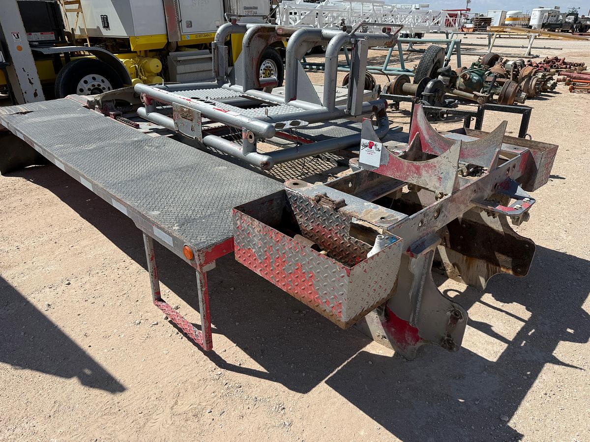 Used 16’L x 96”W HD STEEL WINCH BED W/ HEADACHE RACK F/ WINCH, ROLLING TAILBOARD, & AIR SLIDE FIFTH WHEEL