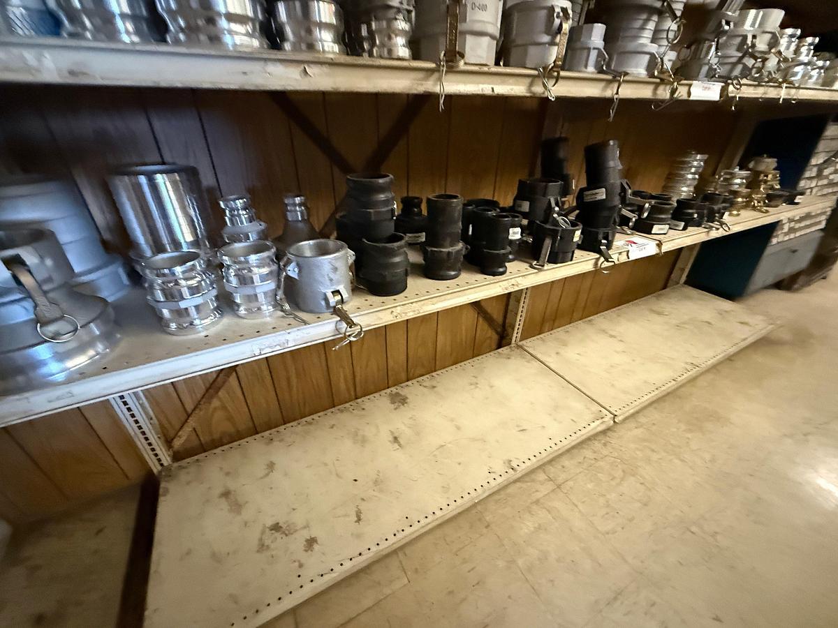 Used 4th SHELF OF (30+) 2” THRU 4” ALUM & PVC CAMLOCK FITTINGS,