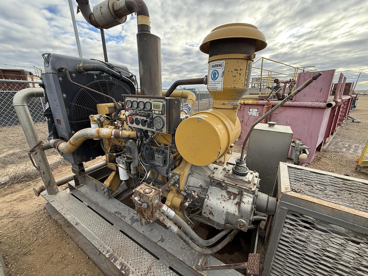 Used TULSA TT250 3K WP TRIPLEX WELL SERVICE PUMP SKIDDED P/B CATERPILLAR C9