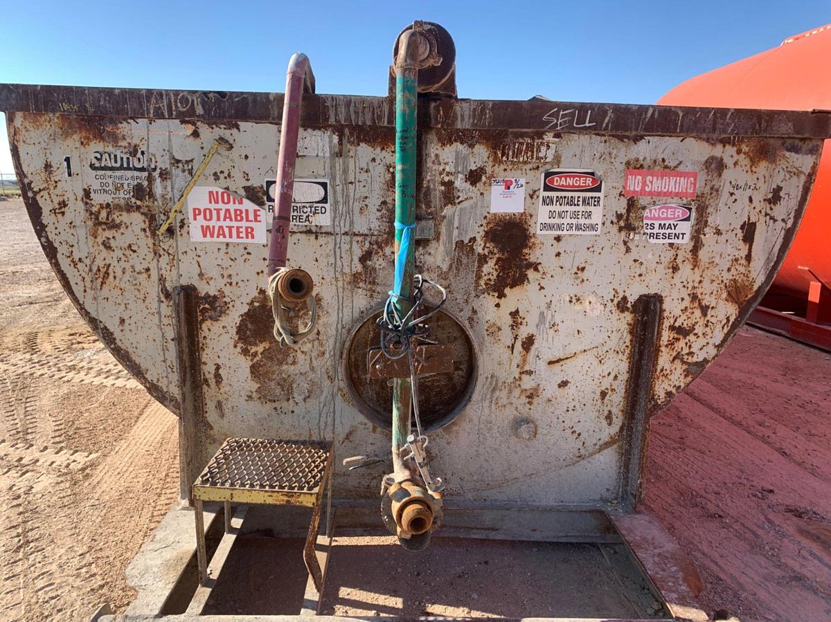 Used 40’ x 11’ x 7’ 558 Barrel Round Bottom Open Top Skidded Pit w/ Gas Buster