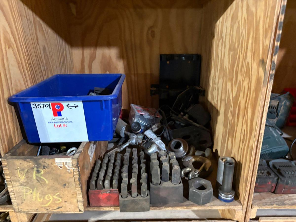 Used (6) shelves of assorted shop tools & valve parts