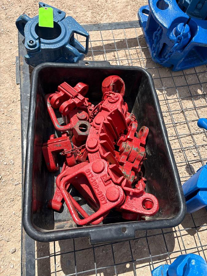Used Box of safety clamp parts