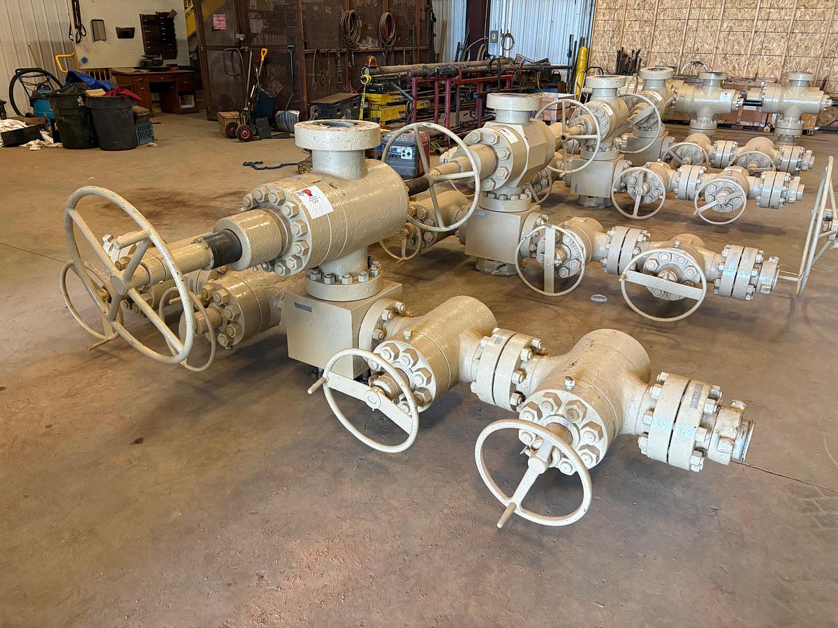 Used (4) 4-1/16” 10k gate valves, (1) 5-1/8” 10k gate valve & (1) 4-way fluid cross