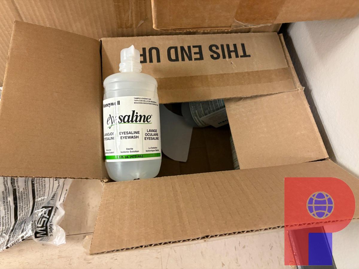 Used LOT OF ASSORTED HARD HATS, CAUTION TAPE, RESPIRATOR MASKS, LOCK-OUT TAGS, ETC.