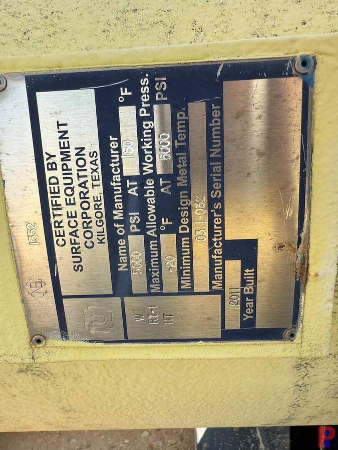 Used SURFACE EQUIPMENT CORP. 24” X 12’ 5K PSI 3" INLET & OUTLET, VERTICAL SAND SEPARATOR