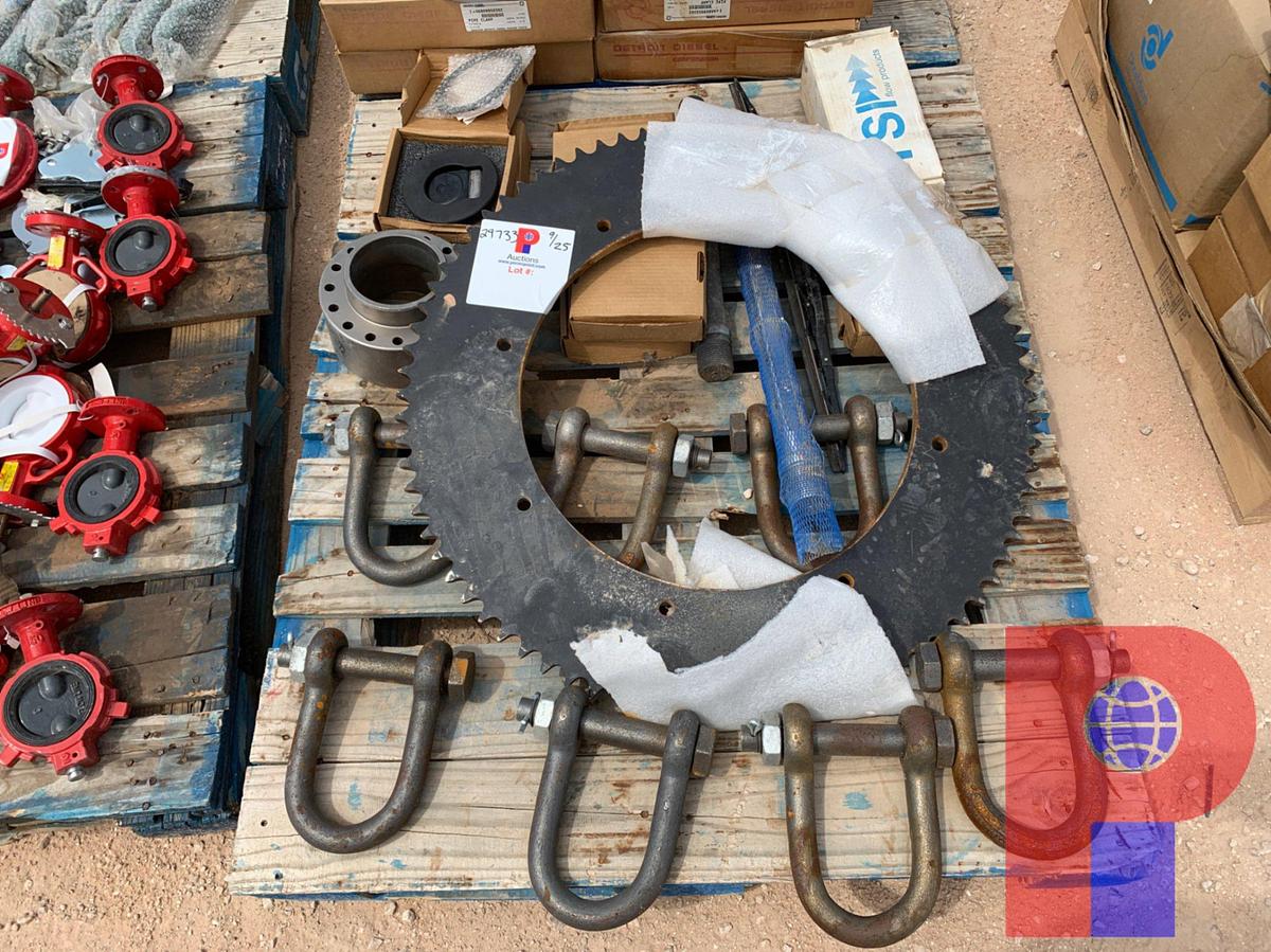 Used (7) LIFTING CLEVES, AND MISC PARTS