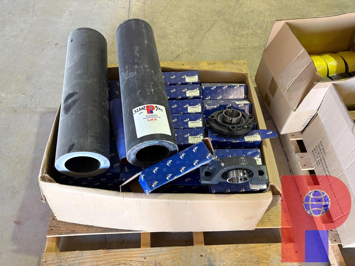 Used BOX OF ASSORTED KML 2-7/16” FLANGE 4 BOLT PILOT SET SCREWS & PILLOW BLOCK BEARINGS