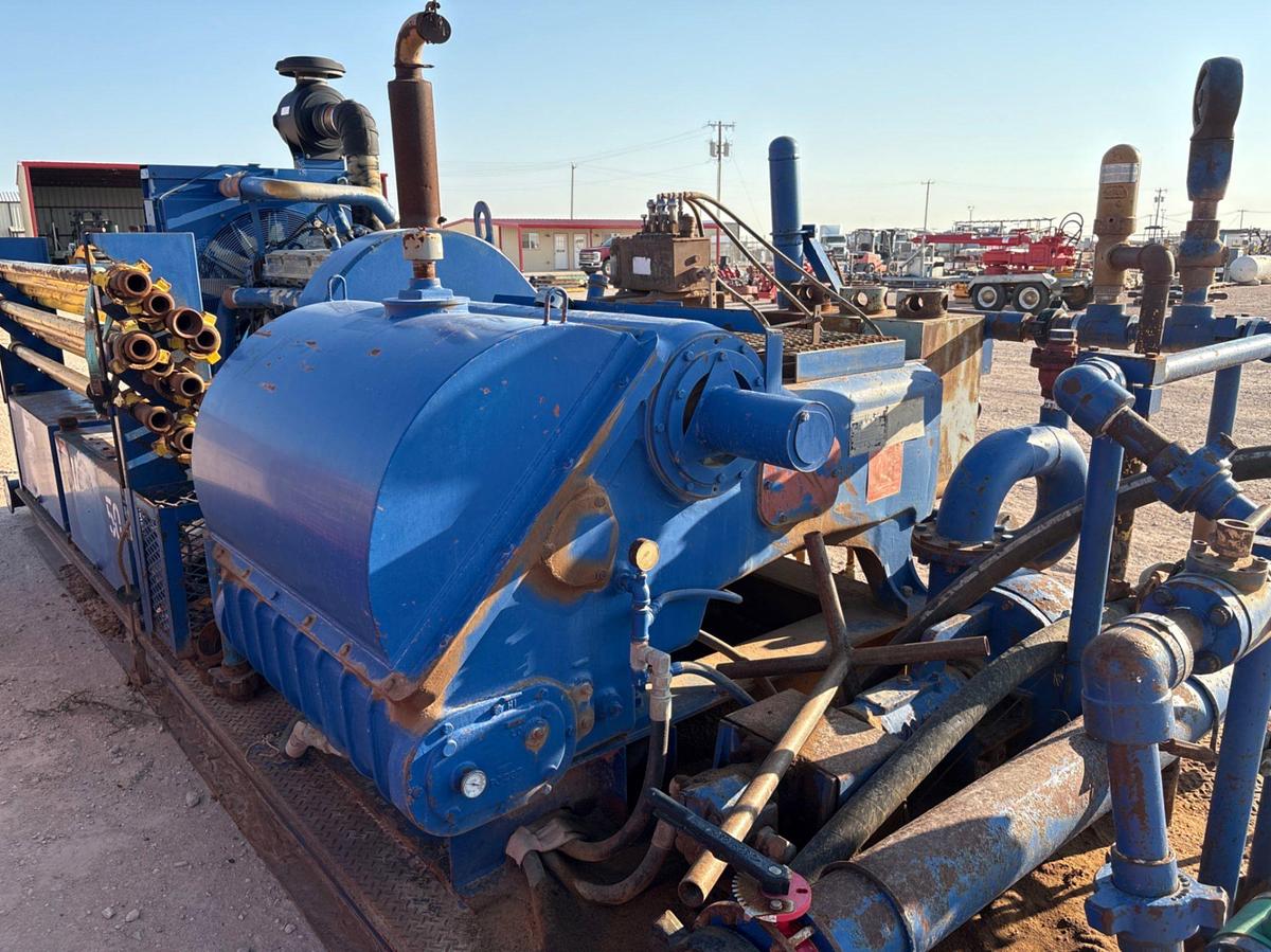 Used Gardner Denver PAH triplex pump unit, skidded