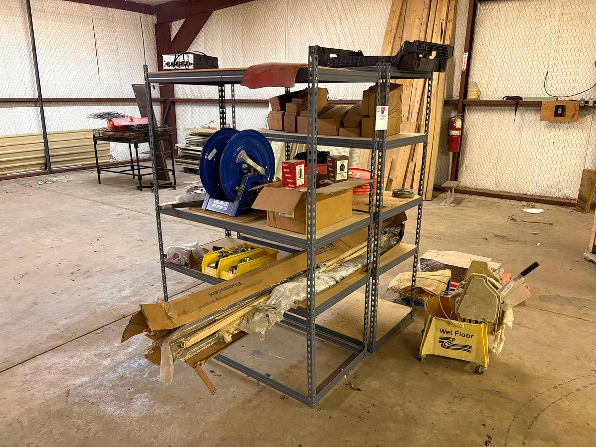 Used (2) 4’ x 2’ x 70” shelving units w/ contents