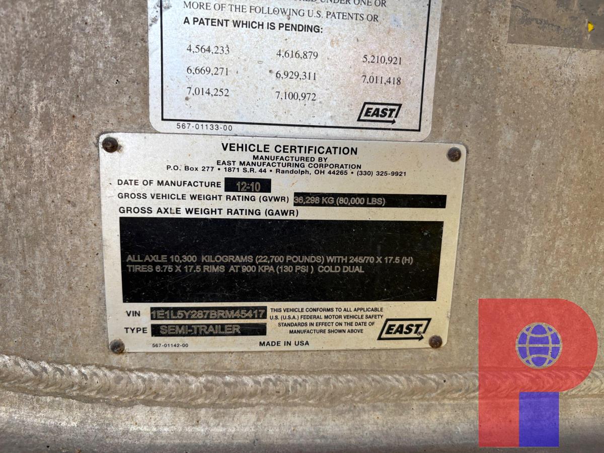 Used 2011 EAST MANUFACTURING 48’ X 8’ T/A STEP DECK TRAILER