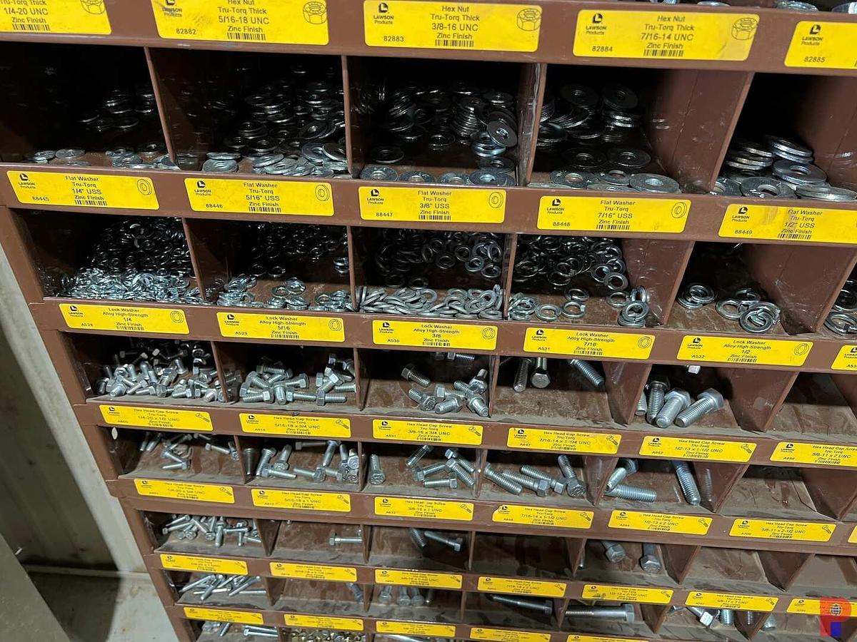 Used DELTA MODEL 17-950L DRILL PRESS, DELTA GRINDER, W/ BOLT, NUT & WASHER BIN