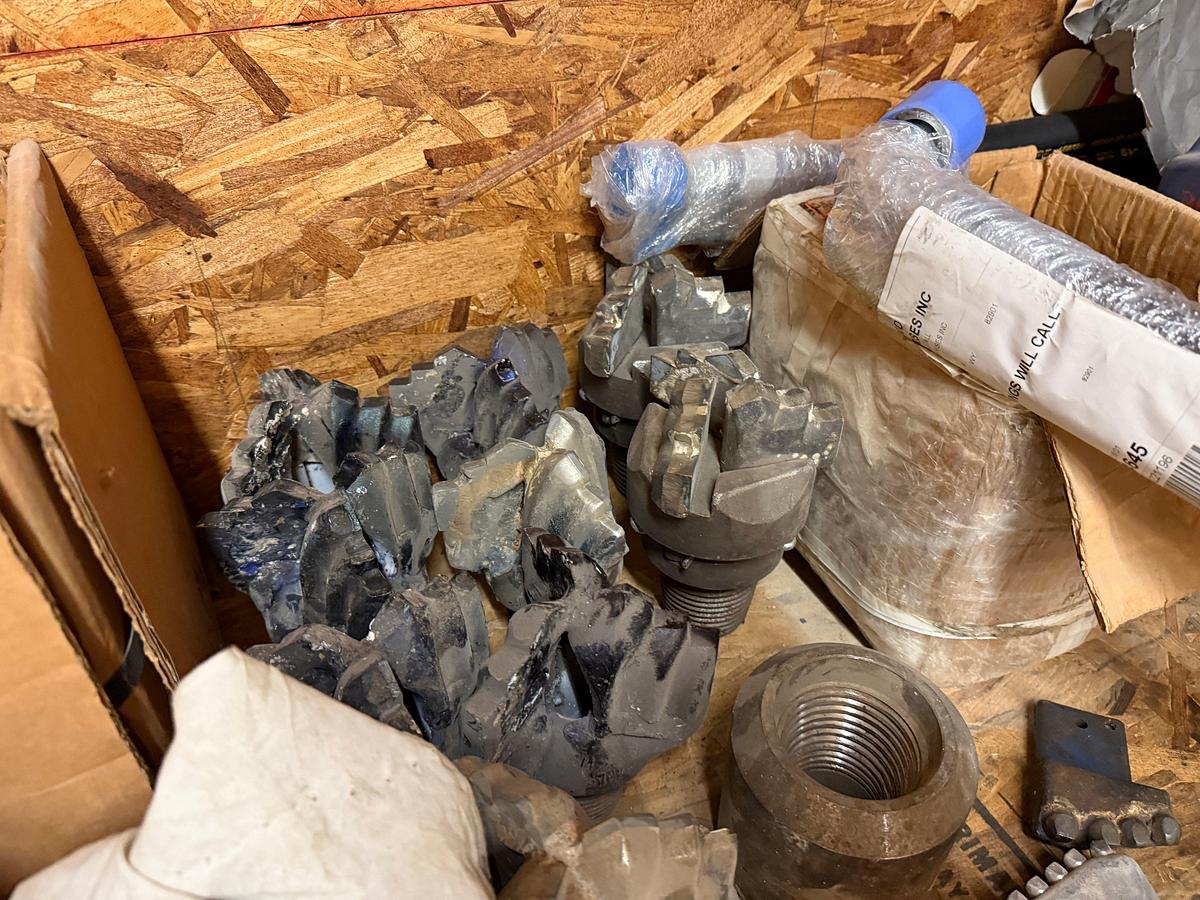 Used PARTS ROOM W/ CONTENTS OF, ROD ELEVATORS, SNATCH BLOCK, HYD VALVE BANK, (8) SHARK TOOTH BITS, JASK STANDS, FUEL PUMP, & RELATED