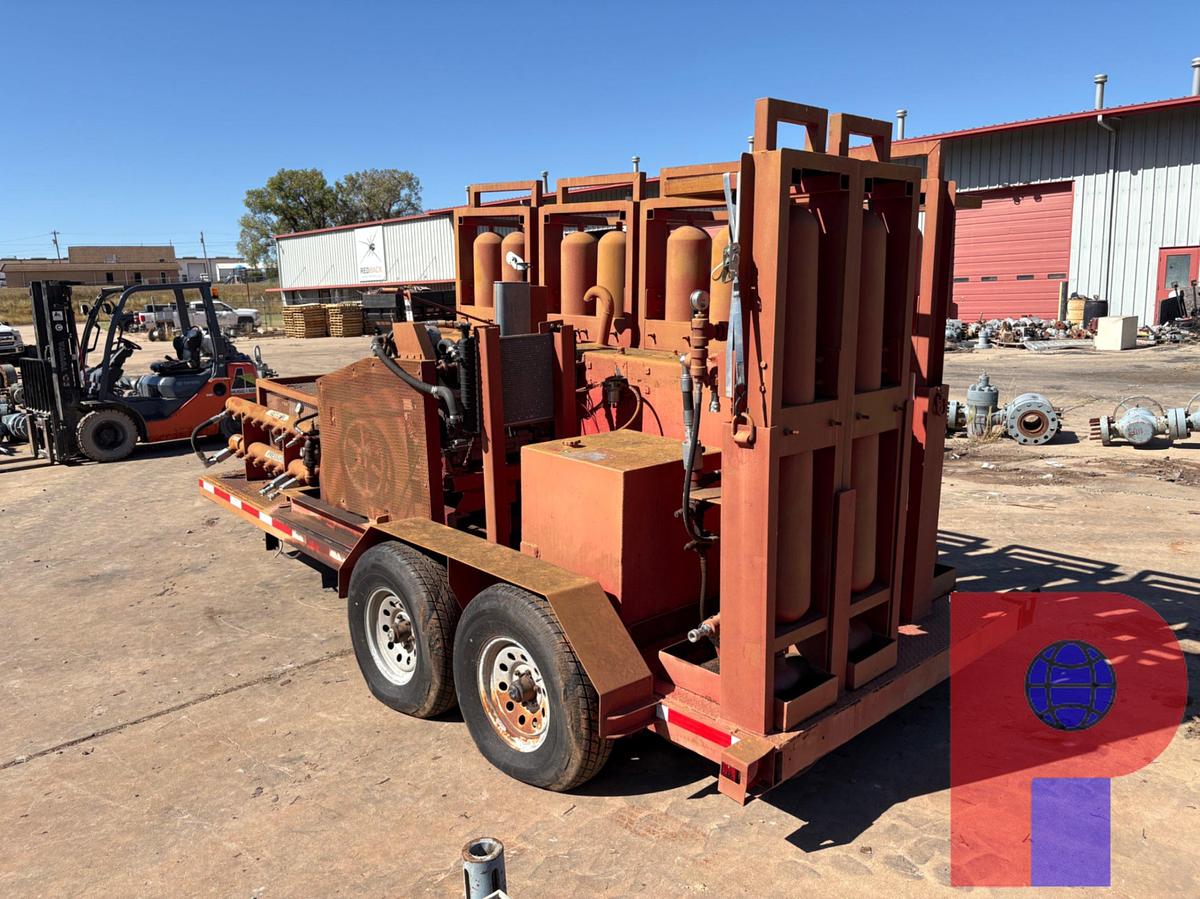 Used 10-STATION CLOSING UNIT MTD ON SHOPBUILT 16’ X 6’ T/A BUMPER PULL TRAILER