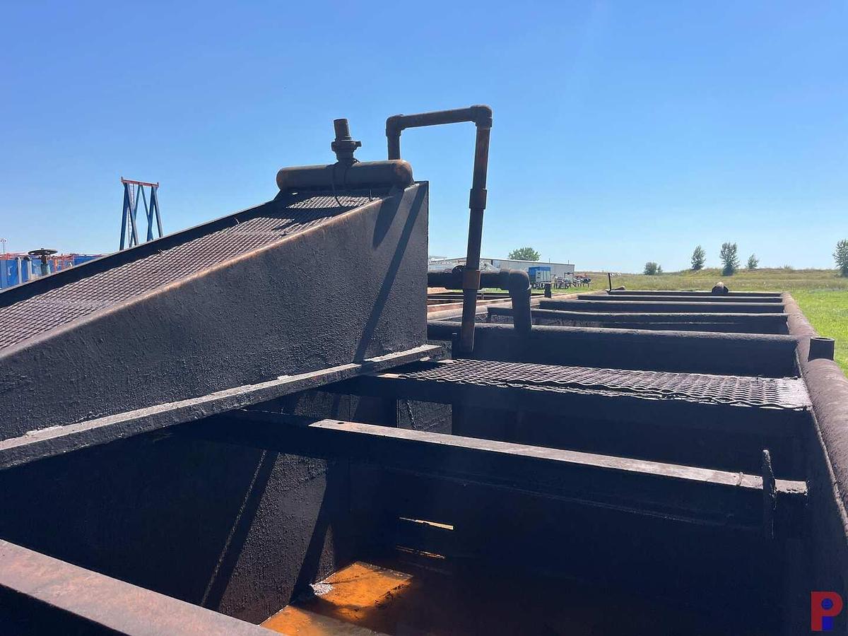 Used 30’ X 8’ X 5’ 2-COMPARTMENTS MUD TANK W/ FLOW IRON & RACKS