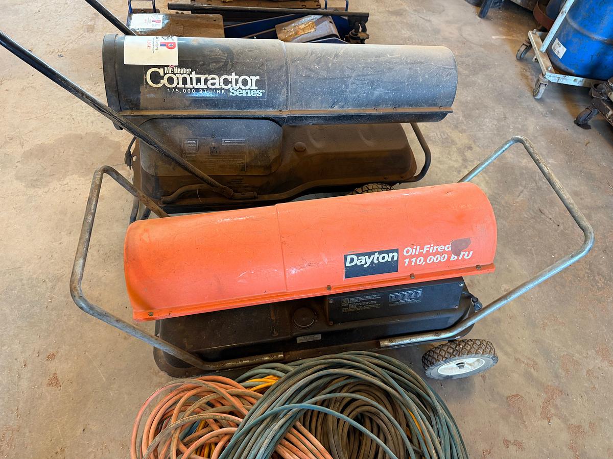 Used (2) DIESEL FIRED PORTABLE HEATERS, EXTENSION CHORDS, HEATER HOSE
