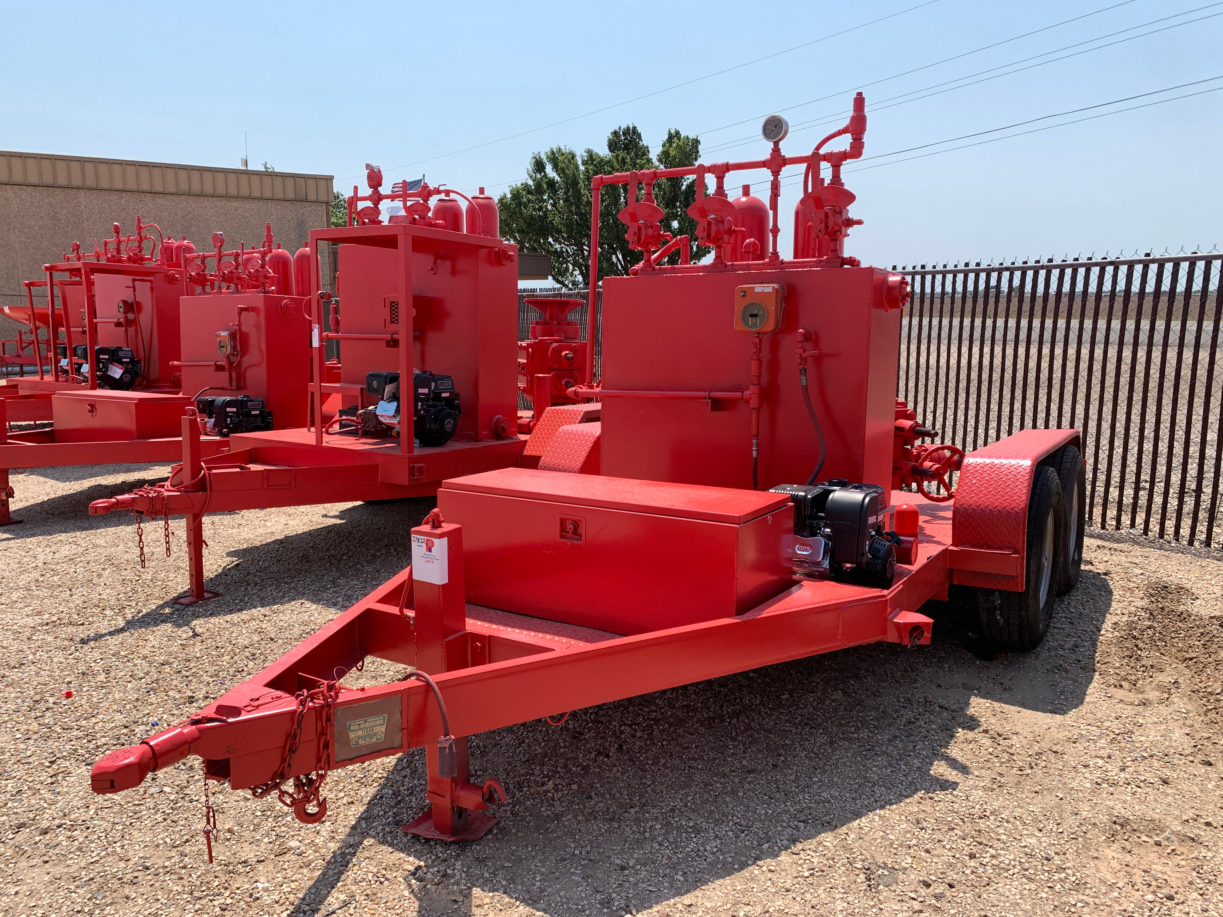 Used 3-station closing unit mtd on SHOPBUILT 14’ x 6’ t/a bumper pull trailer