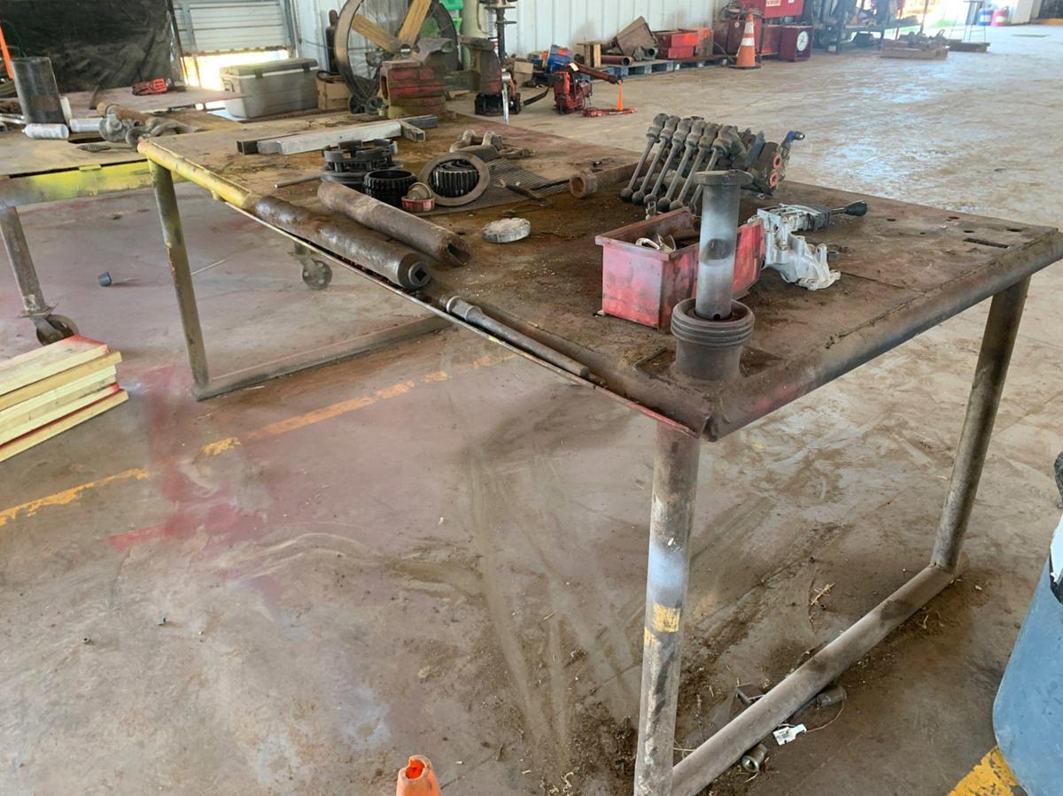 Used 8’ x 4’ x 3’ Shop Table w/ Wilton Vice