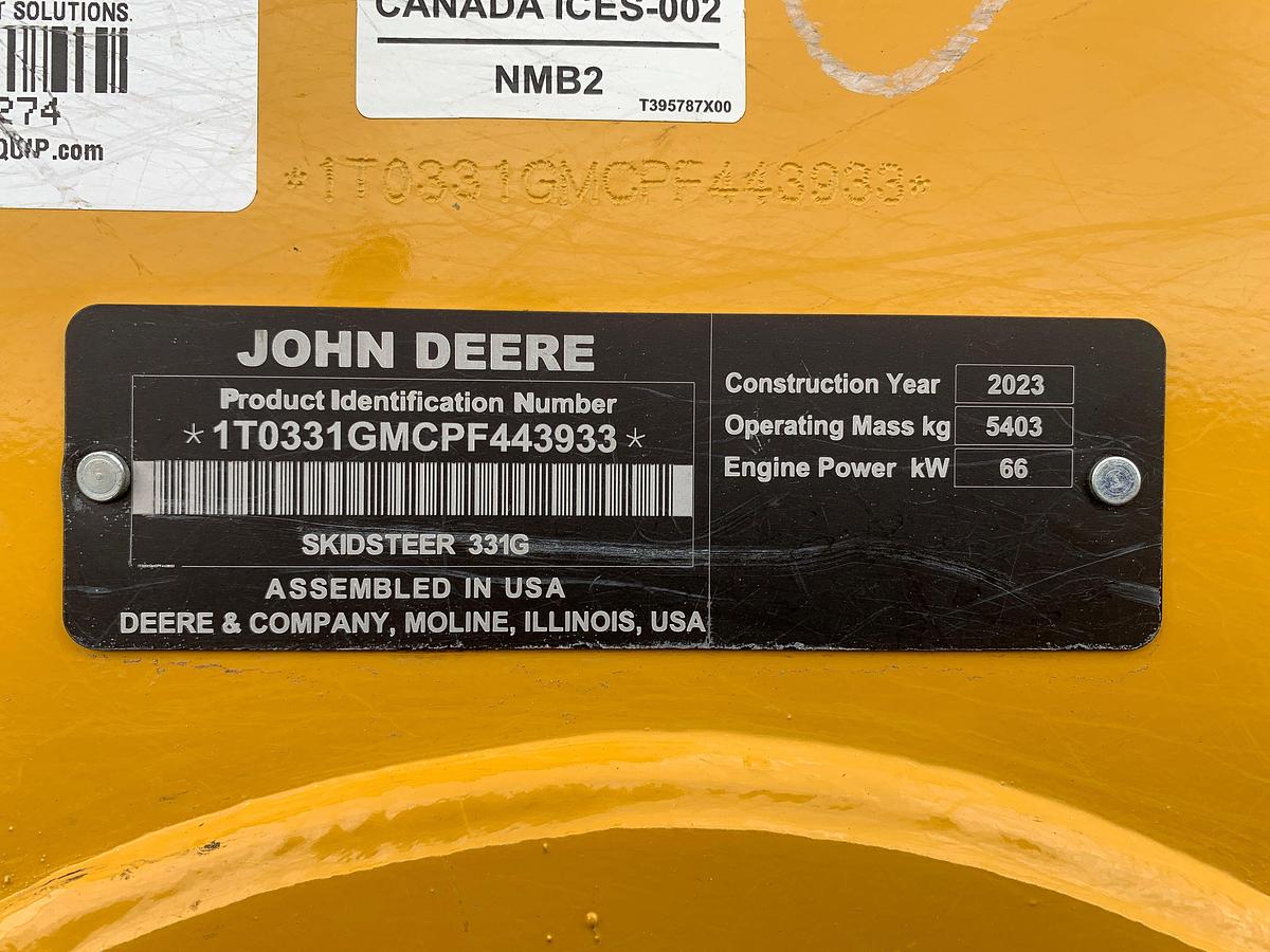 Used 2023 JOHN DEERE 331G TRACK SKID STEER