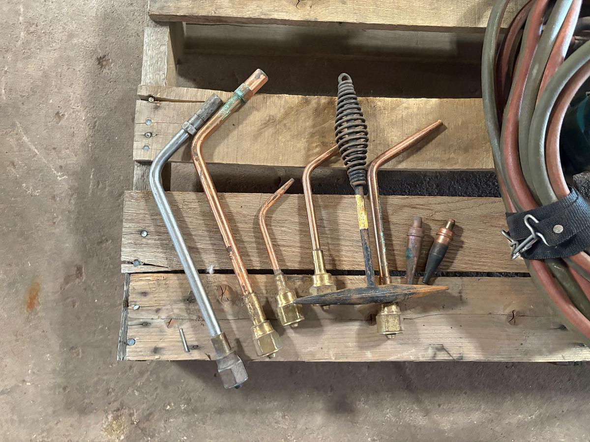 Used Pallet of cutting torch nozzles & gas hoses
