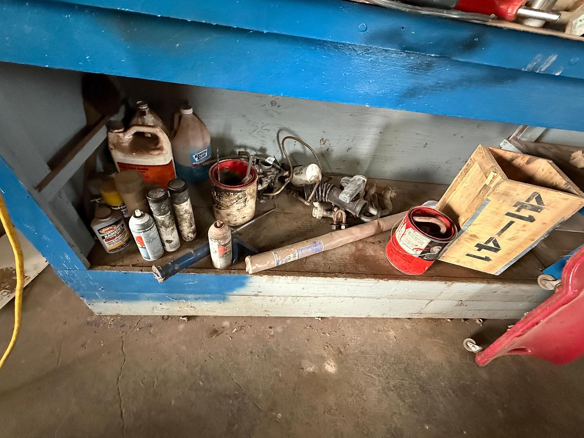 Used CONTENTS OF WORK BENCH AREA, AIR IMPACT WRENCHES, SOCKETS, CREEPER, & RELATED