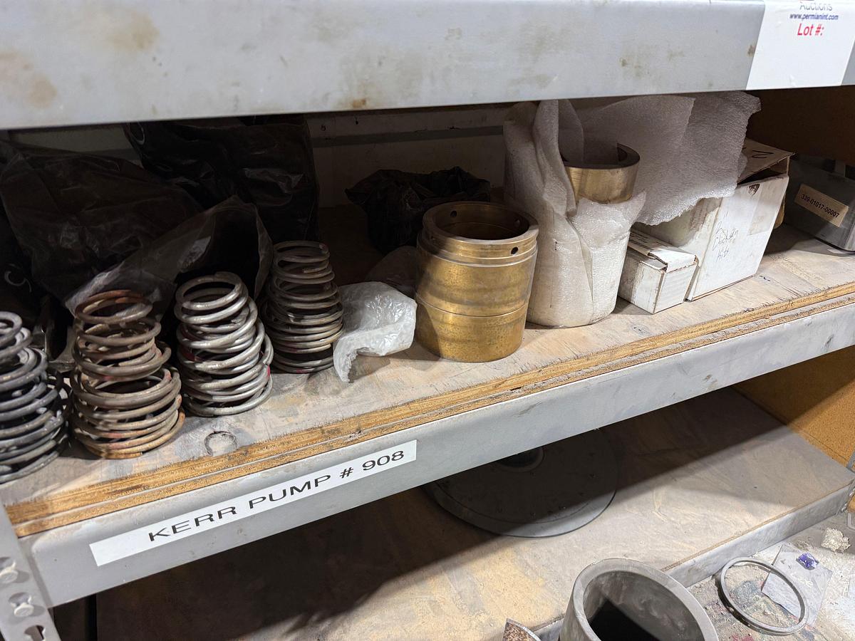 Used 6-SHELVE SECTION OF KERR & SOME OFM TRIPLEX PUMP PARTS