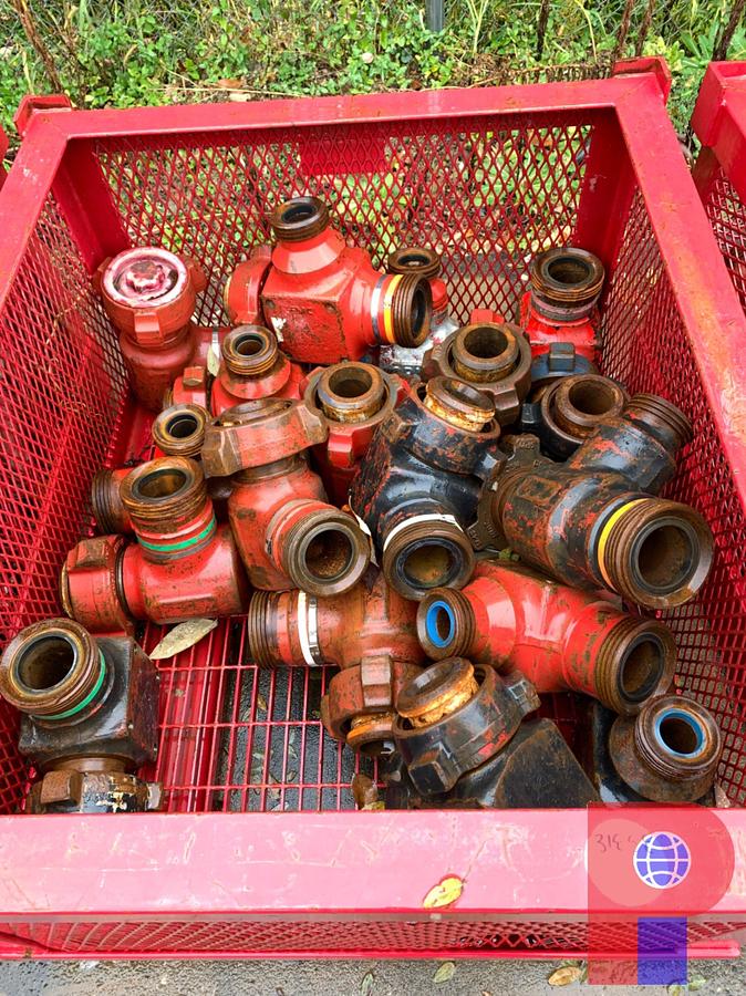 Used BIN OF (18) TESTER 3” FIG 1502 15K WP TEES, AND 90’S