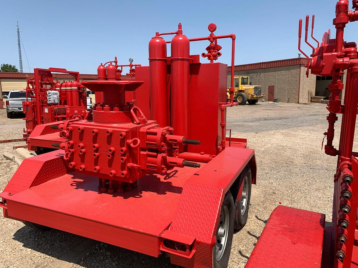 Used 2-station closing unit mtd on SHOPBUILT 10’ x 5’ t/a bumper pull trailer