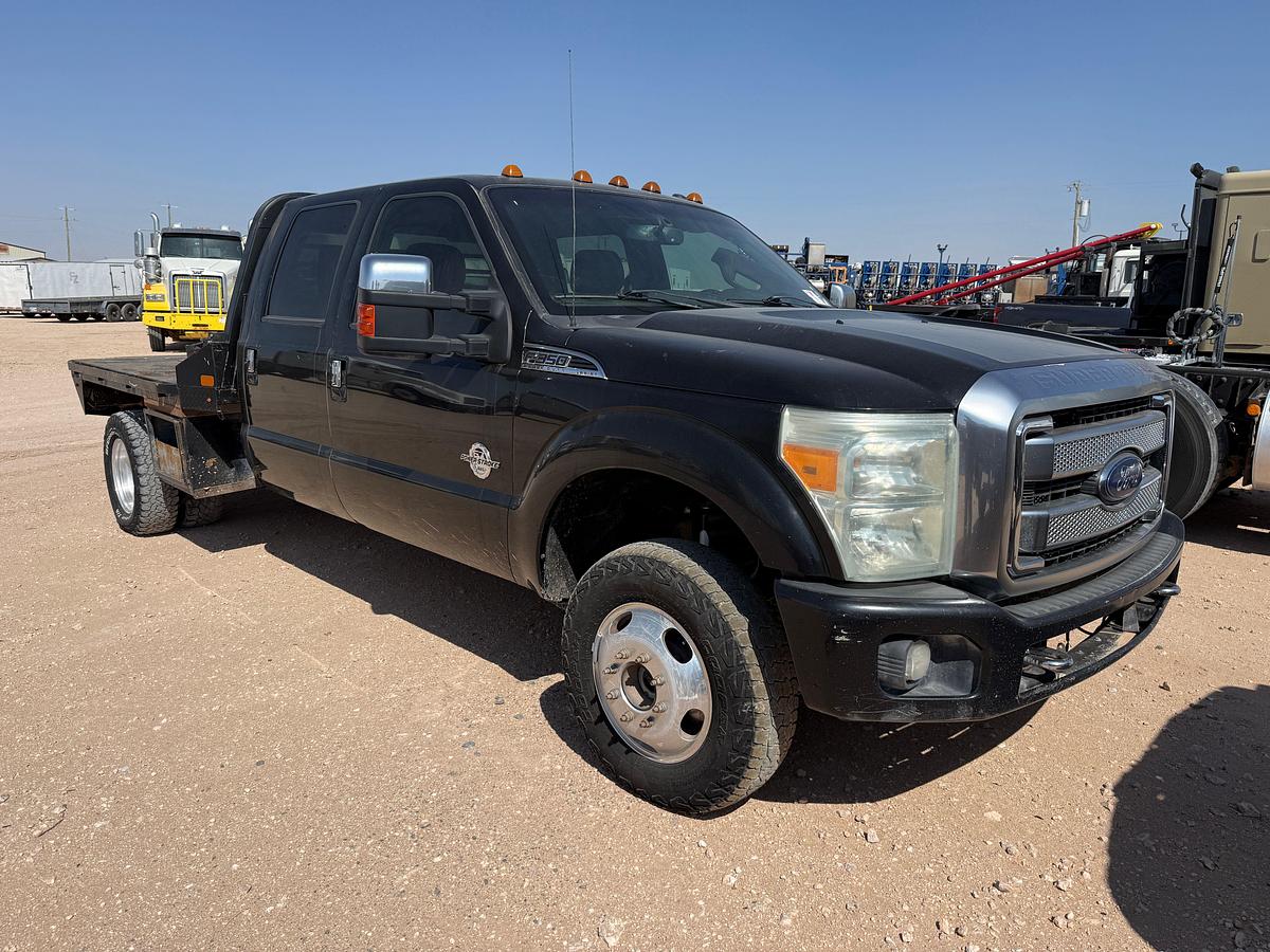 Used 2016 FORD F-350 SUPER DUTY CREW CAB FLATBED TRUCK, 4X4