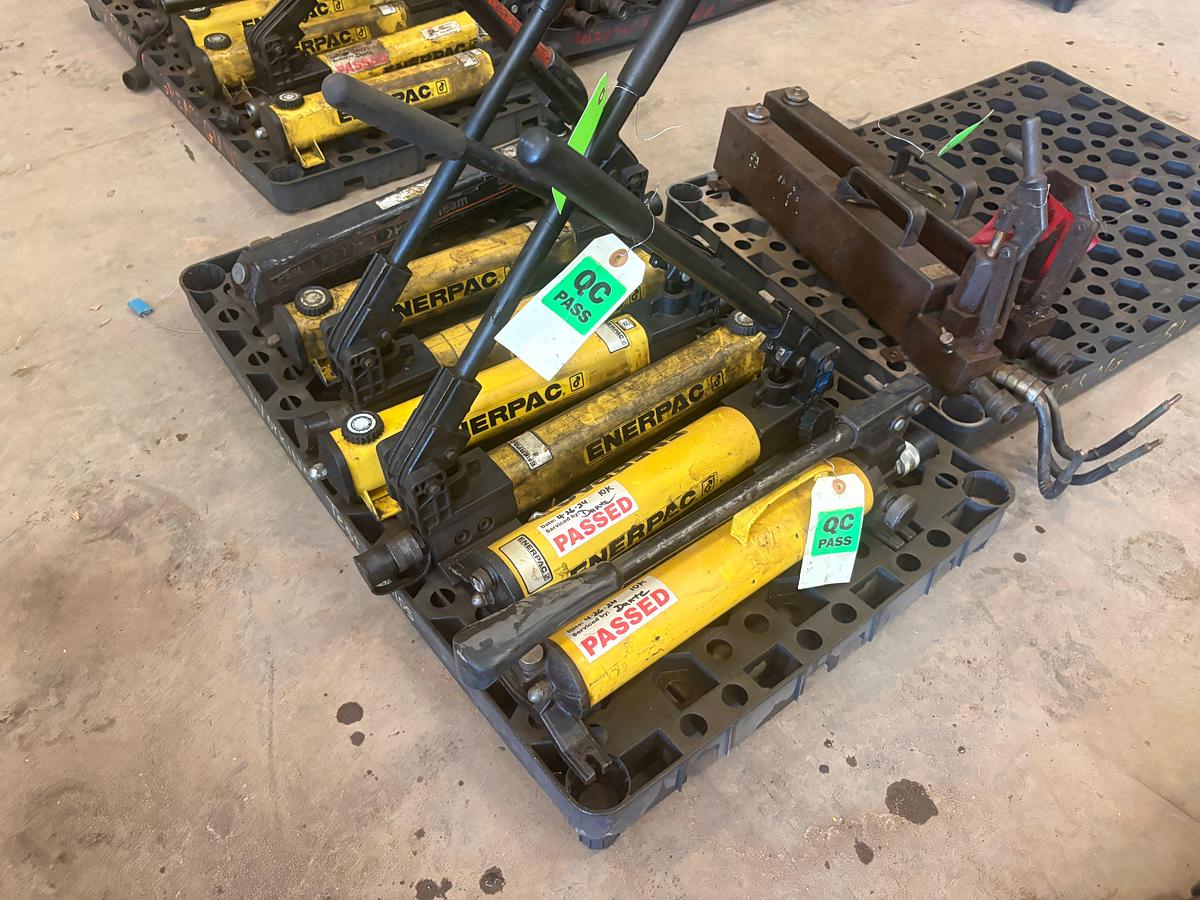 Used (9) ENERPAC & power team manual hydraulic pumps