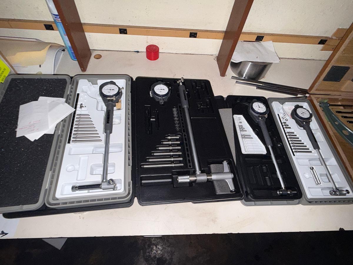 Used SECTION W/(4) MITUTOYO 2” THRU 10” DEPTH GAUGES, (1) MITUTOYO 12-18” OD MICROMETER, & (2) DUROMETER GUAGES
