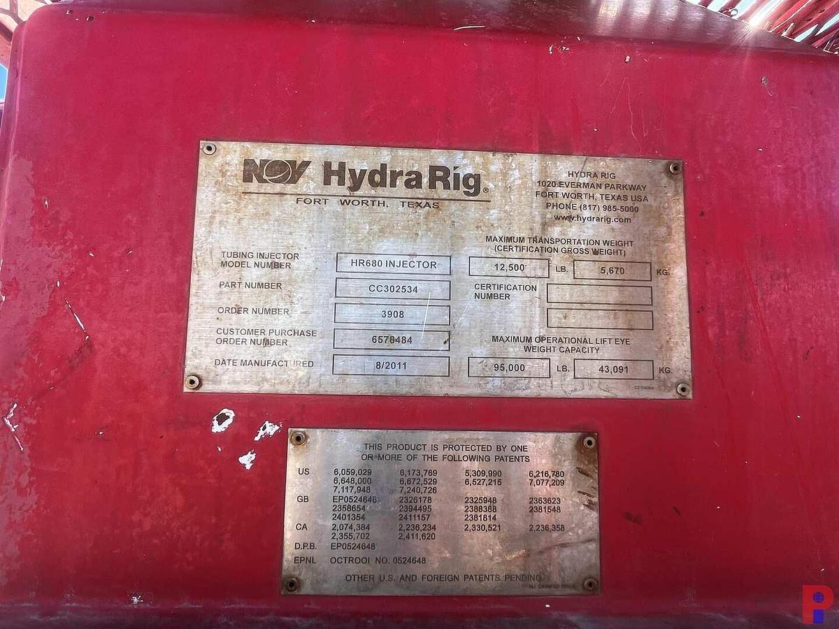Used HYDRA RIG HR680 INJECTOR STRIPPER & PACKOFF, HOSE REEL & PUMP ON 11’ X 8’ HD SKID