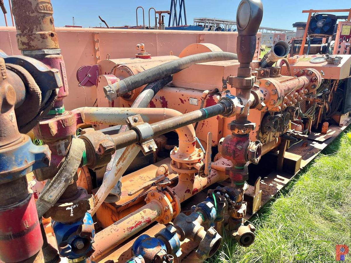 Used GARDNER DENVER PAH 5K TRIPLEX WELL SERVICE PUMP P/B DETROIT 8V92T ALLISON TRANS, SKIDDED