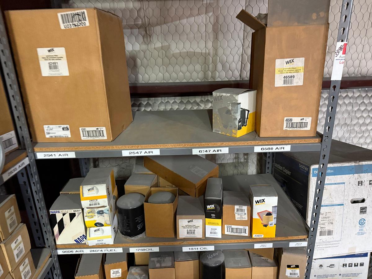 Used 20-SHELVE SECTION OF (180+) VARIOUS WIX , DONALDSON, & RELATED FILTERS