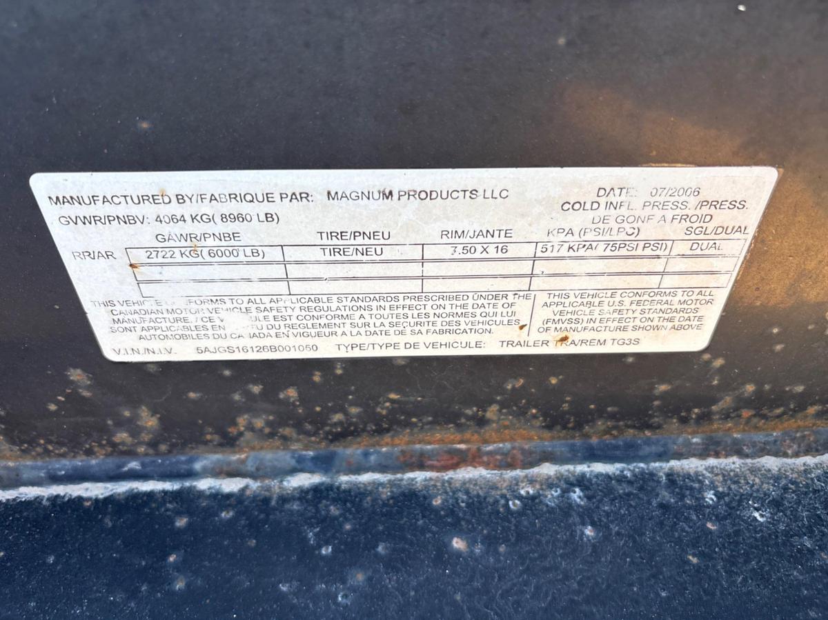 Used 2006 MAGNUM TRAILERS MMG125 T/A BUMPER PULL 90KW GENERATOR
