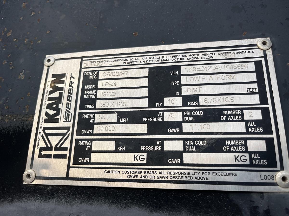 Used 1997 KALYN SIEBERT 25’ DOVE TAIL GOOSENECK TRAILER