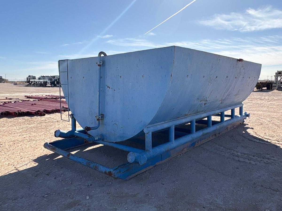 Used 17.5’ X 12’ x 6’ open top, round bottom tank, skidded
