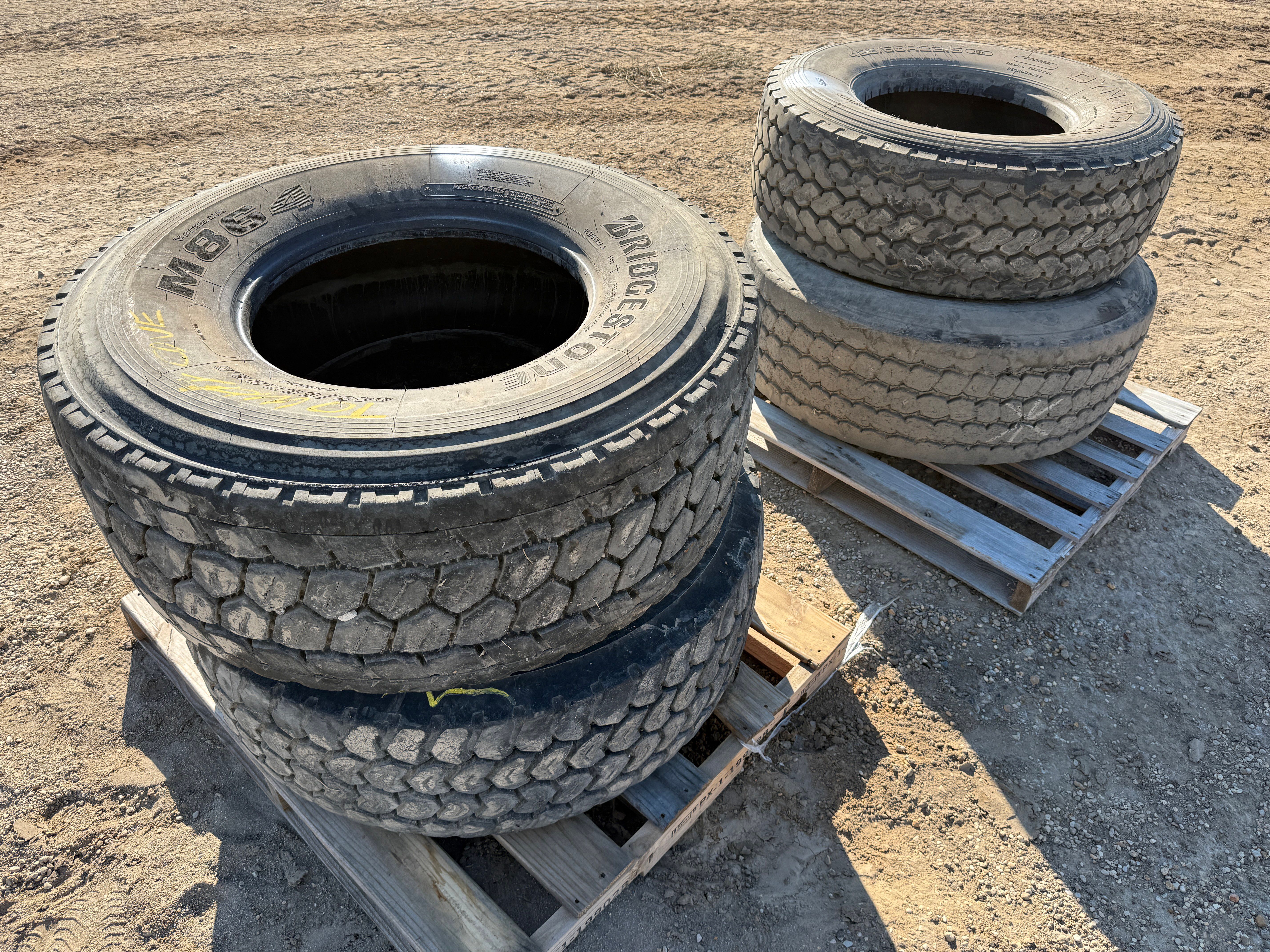 Used (2) PALLETS W/ (3) 445/65R22.5 & (1) 425/65R22.5 TIRES