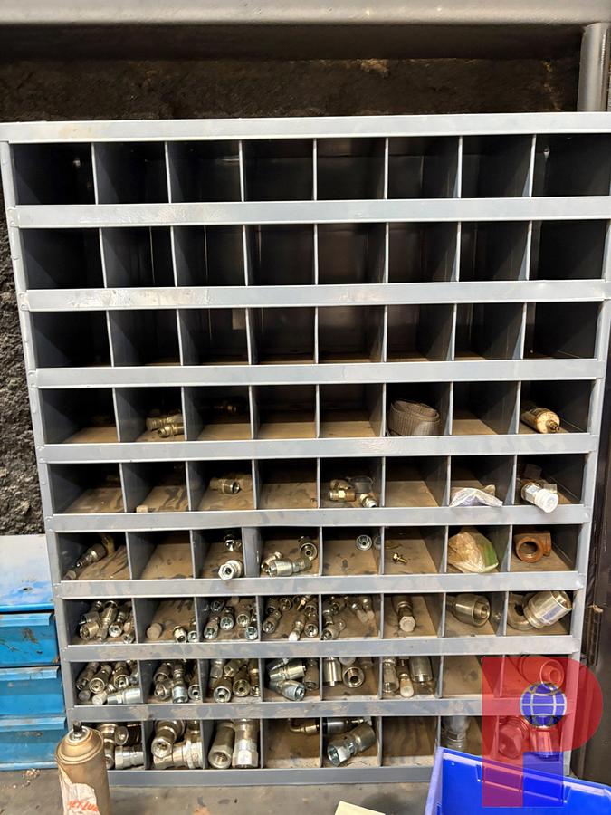 Used 8’ X 4’ X 3’ STEEL SHOP TABLE W/ CONTENTS