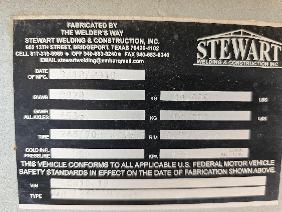 Used 2018 STEWART WELDING 24’ X 6.5’ T/A GOOSENECK TOOL TRAILER
